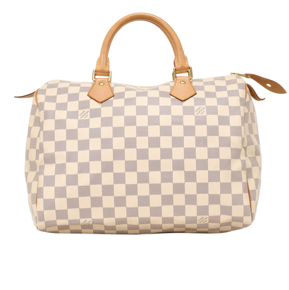 Speedy  30, &pound;795, Handbags, Blue/Cream, Canvas, Front view